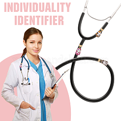 6Pcs 6 Colors Alloy Enamel Cat Stethoscope Pendant Decorations&nbsp;HJEW-SP0001-39