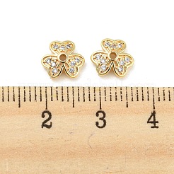 Brass Micro Pave Cubic Zirconia Bead Cap&nbsp;KK-H452-28G