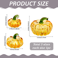 3Pcs 3 Styles Glass Pumpkin Display Decorations&nbsp;DJEW-PH0001-68C