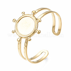 304 Stainless Steel Open Cuff Finger Ring Cabochon Settings&nbsp;STAS-T060-10G