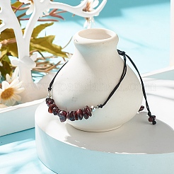 Natural Garnet Chips Braided Bead Bracelet&nbsp;X-BJEW-JB08019-12