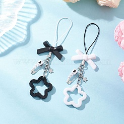 2Pcs Acrylic Flower Charms Mobile Straps&nbsp;HJEW-JM04450