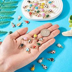 48Pcs 12 Colors Alloy Enamel Pendants&nbsp;PALLOY-TA0002-55G