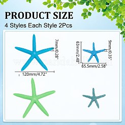 8Pcs 4 Styles Resin & Acrylic Artificial Starfish Ornaments&nbsp;OACR-WR0001-07