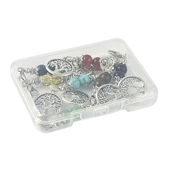 7Pcs Natural & Synthetic Gemstone and Alloy Pendant Decorations&nbsp;HJEW-FS00043