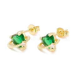 Brass Micro Pave Cubic Zirconia Stud Earring&nbsp;EJEW-C021-01G
