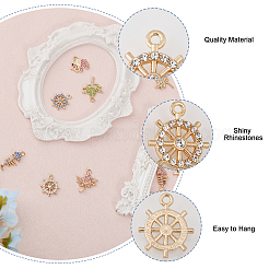 48Pcs 12 Styles Rack Plating Eco-friendly Alloy Rhinestone Pendants&nbsp;FIND-CA0007-95