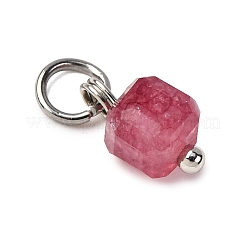 Natural Colorful Tourmaline Faceted Table Cut Cube Charms&nbsp;PALLOY-JF04482-02