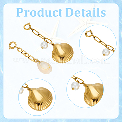 2Pcs 2 Styles Shell Shape 304 Stainless Steel Pendant Decorations&nbsp;HJEW-GA0001-59