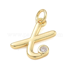 Brass Micro Pave Clear Cubic Zirconia Charms&nbsp;KK-D289-66G-X