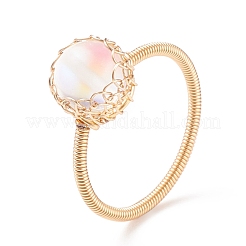 5Pcs 5 Style Natural & Synthetic Mixed Stone Round Ball Braided Finger Rings&nbsp;RJEW-TA00039