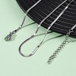2MM 304 Stainless Steel Flat Snake Chain Necklaces&nbsp;NJEW-T016-20P