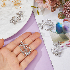 6Pcs Anchor Alloy Rhinestone Lapel Pins for Backpack Clothes&nbsp;JEWB-FH0002-73P