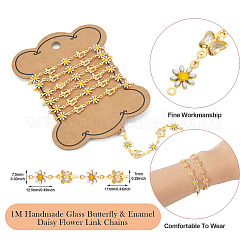 Handmade Glass Butterfly & Enamel Daisy Flower Link Chains&nbsp;CHC-TA0001-11