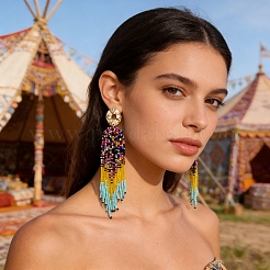 Bohemian Acrylic Dangle Stud Earrings&nbsp;DI3356-6