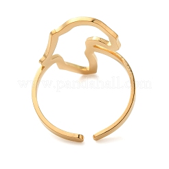 Hollow Africa Map 304 Stainless Steel Open Cuff Rings for Women&nbsp;RJEW-N048-03G