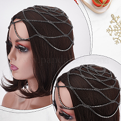 Rhinestone Mesh Headpiece Cap&nbsp;AJEW-WH0413-82B