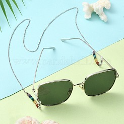 Natural & Synthetic Mixed Gemstone Disc Beaded Eyeglasses Chains&nbsp;AJEW-EH00392