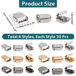 180Pcs 6 Style Zinc Alloy Ribbon Crimp Ends&nbsp;FIND-CA0004-51