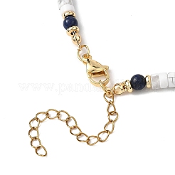 Round Natural Lapis Lazuli & Natural Howlite Heishi Beaded Necklaces&nbsp;NJEW-JN05662