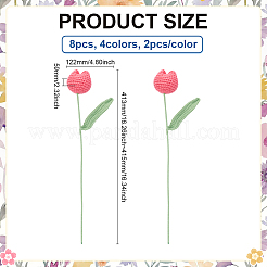 8Pcs 4 Colors Polyester with Iron Wire Artificial Tulip Flower&nbsp;AJEW-ME0001-26A