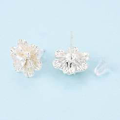 Brass Pave Clear Cubic Zirconia Stud Earrings&nbsp;KK-T077-19S