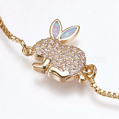 Adjustable Brass Bunny Bolo Bracelets&nbsp;BJEW-G593-07G