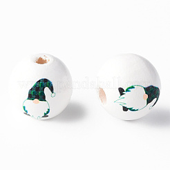 Painted Natural Wood Round Beads&nbsp;WOOD-N006-180A
