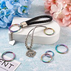 18Pcs 3 Style Ion Plating(IP) Rainbow Color 304 Stainless Steel Split Key Rings&nbsp;FIND-YS0001-13
