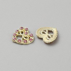 Heart with Bowknot Alloy Glass Cabochons&nbsp;LS-MRMJ-WH0202-012B-G