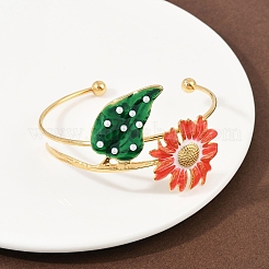 304 Stainless Steel Enamel Cuff Bangles for Women&nbsp;LS-BJEW-A049-02B-G