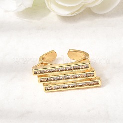Brass Micro Pave Cubic Zirconia Cuff Rings for Women&nbsp;LS-RJEW-K312-01B-G
