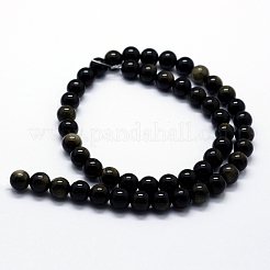 Natural Golden Sheen Obsidian Beads Strands&nbsp;G-I199-14-10mm