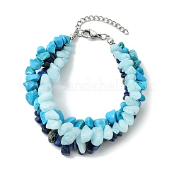 Natural & Synthetic Mixed Gemstone Chips Beaded Multi-strand Bracelets for Women&nbsp;BJEW-JB13986-02