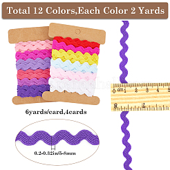 4 Cards 2 Styles  Polyester Wavy Fringe Trim Ribbon&nbsp;DIY-GF0009-48F