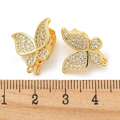 Rack Plating Brass Micro Pave Clear Cubic Zirconia Twister Clasps&nbsp;KK-B093-28G