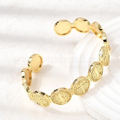Religion Brass Open Cuff Bangles&nbsp;BJEW-K296-02A-G