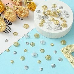 60Pcs 6 Styles Flower Brass Fancy Bead Caps&nbsp;KK-CJ0002-20-NR