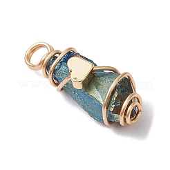 5Pcs 5 Styles Electroplated Natural Quartz Crystal Copper Wire Wrapped Pendants&nbsp;PALLOY-JF03431