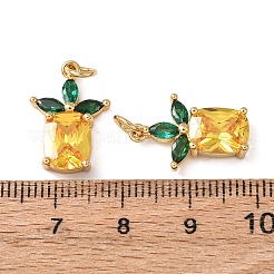 Brass Micro Pave Cubic Zirconia Pendants&nbsp;KK-C143-33B-G