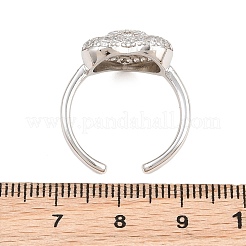Heart Brass Micro Pave Cubic Zirconia Cuff Open Rings for Women&nbsp;CU-CBA0A21-01P-02