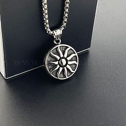 Vintage Sunflower Pendant Necklace Punk Style 304 Stainless Steel Men's Accessories&nbsp;FN1748