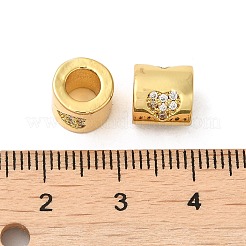 Rack Plating Brass Micro Pave Cubic Zirconia European Beads&nbsp;KK-K377-07G