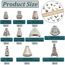 50Pcs 10 Style Tibetan Style Alloy Bead Cone & Caps&nbsp;FIND-NB0003-16