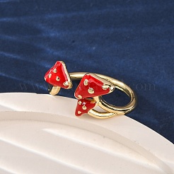 Brass Enamel Open Cuff Rings for Women&nbsp;RJEW-U057-24G