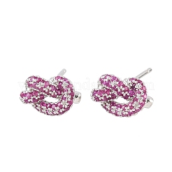 knot Brass Micro Pave Cubic Zirconia Stud Earrings&nbsp;EJEW-C174-01P-02