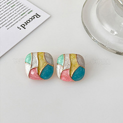 Square Alloy Enamel Stud Earrings&nbsp;FS-WGE8221-01