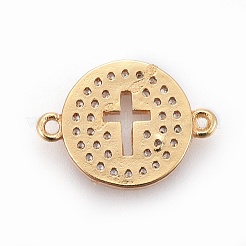 Brass Micro Pave Cubic Zirconia Links&nbsp;ZIRC-F093-19G