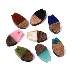 Transparent & Opaque Resin & Walnut Wood Pendants&nbsp;RESI-N053-28