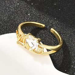 Mother's Day Brass Pave Cubic Zirconia Cuff Open Rings&nbsp;CU-CBACDF6-06G-01